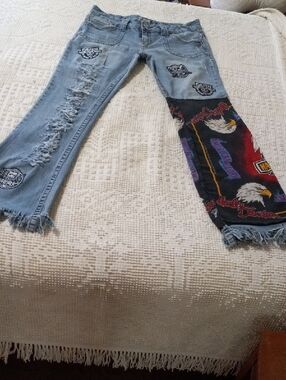 Vintage Aeropostale Hailey Skinny Flare Upcycle Patchwork Panel Jeans Sz.11/12